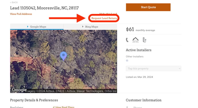 return lead screenshot